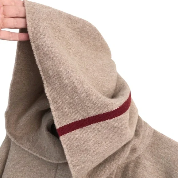 A.L.C.Rare Wool Blend Tan Boho Western Poncho with Stripe